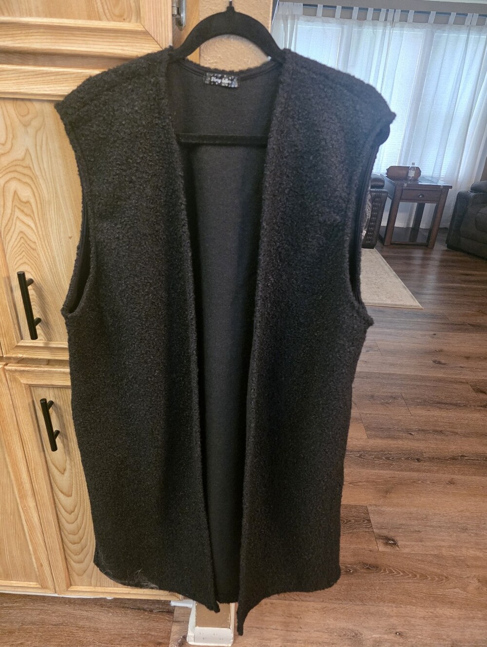 Black Sleeveless Open-Front Women's Sweater Vest